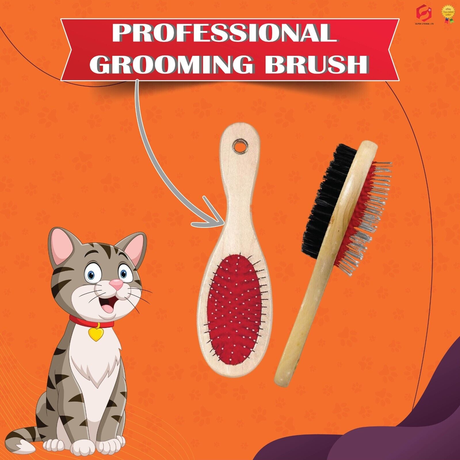 Double Headed Pet Grooming Brush for Thick Coats Dogs Dog Cats Cat Fur Hair Coat
