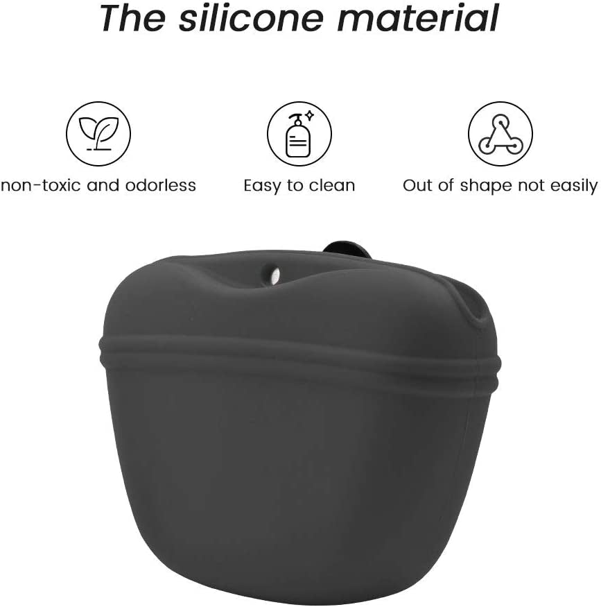 Silicone Dog Treat Pouch,Clip on Portable Training Container,Convenient Magnetic Buckle Closing and Waist Clip,No BPA