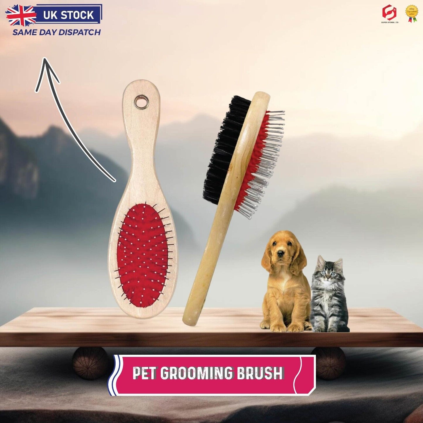 Double Headed Pet Grooming Brush for Thick Coats Dogs Dog Cats Cat Fur Hair Coat