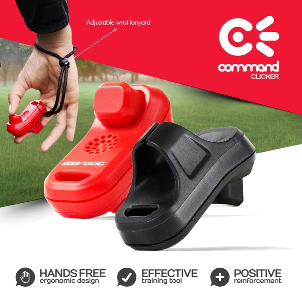 Command Dog Clicker | Dog Training, Training Clicker for Dogs, Dog Training Clickers, Puppy Training, Hands-Free, Positive Reinforcement, Wrist Strap, Dog Whistle (Black)