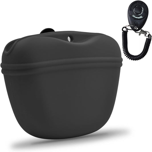 Silicone Dog Treat Pouch,Clip on Portable Training Container,Convenient Magnetic Buckle Closing and Waist Clip,No BPA