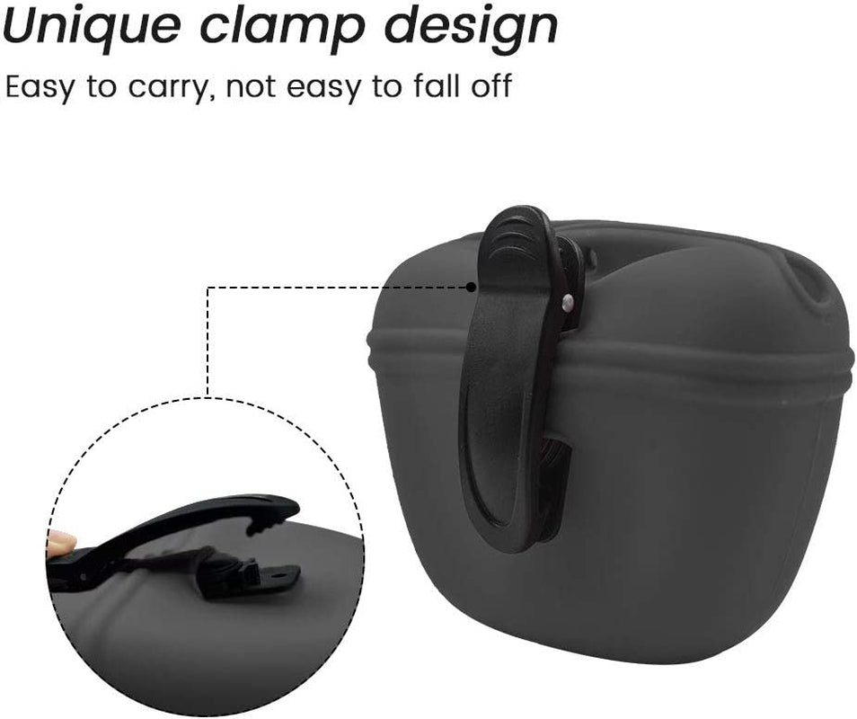 Silicone Dog Treat Pouch,Clip on Portable Training Container,Convenient Magnetic Buckle Closing and Waist Clip,No BPA